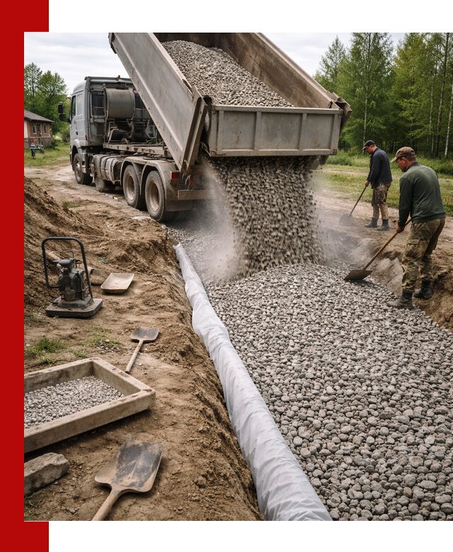 Гравий для дренажа с доставкой в Ивантеевке качественный и недорогой