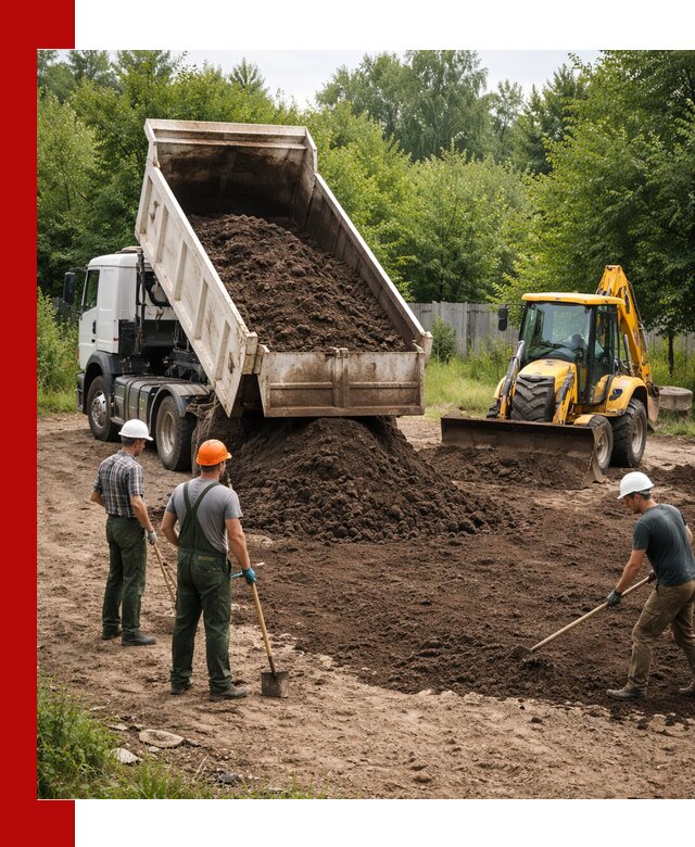 Доставка и укладка грунта для выравнивания участка в Ивантеевке