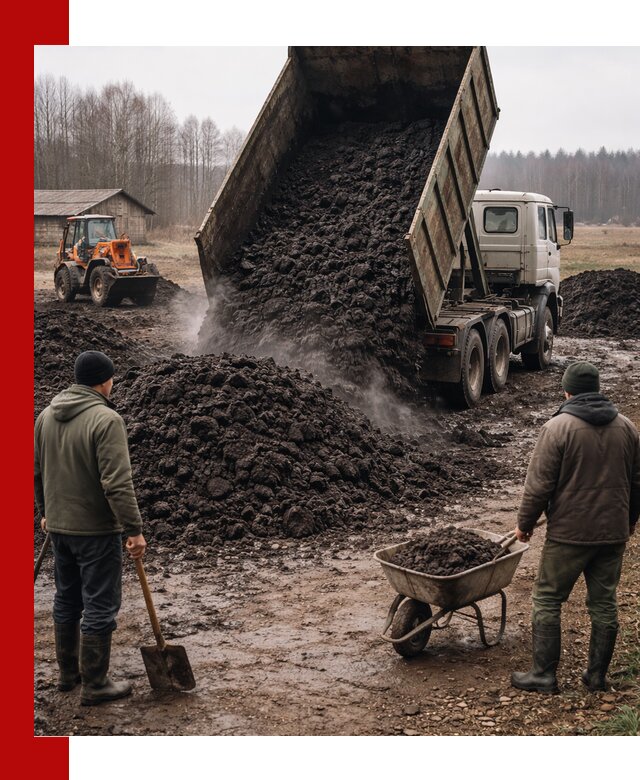 Доставка низинного торфа с разгрузкой и доставкой в Ивантеевке