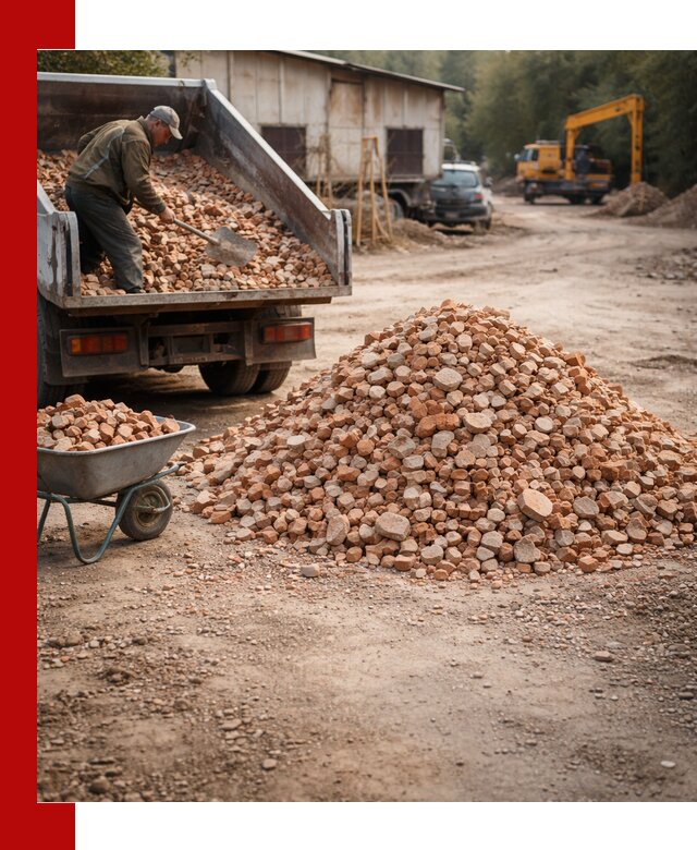 Доставка и подушка из боя кирпича с разгрузкой в Ивантеевке