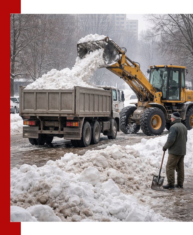 Вывоз снега грузовой техникой в Ивантеевке оперативно и чисто